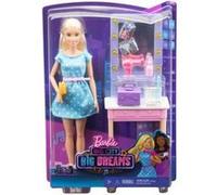 Coffret barbie star de cinema + loge de maquillage - 7 accessoires - set poupée mannequin et carte animaux