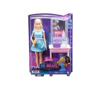 Coffret Barbie Star de Cinema + Loge De Maquillage - 7 accessoires - Set Poupée Mannequin et carte animaux