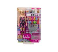 Coffret Barbie Supermarché + Poupée + 21 Accessoires - Poupée Mannequin Shopping - Set 22 Pieces + Carte Animal