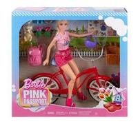 Coffret barbie : vélo glam + poupée mannequin + chien + 9 accessoires - set bicyclette et 1 carte tigre - jouet fille