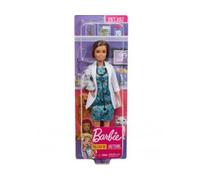 Coffret pour Barbie vétérinaire avec Accessoire et Chat Gris - Poupee Mannequin Brune - Set Jouet Fille metier + Carte Tigre