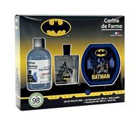 Corine de Farme - Coffret Batman avec Eau de Toilette 50ml, Bain Moussant 300ml et Boîte à Goûter - Cadeau pour Garçon - Parfum pour Enfant Senteur Musc Floral - Gel Fruité 3-en-1