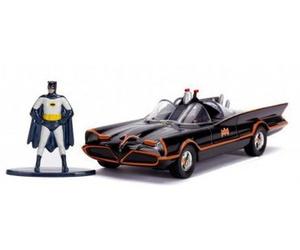 Coffret Batmobile Classic TV Series + Figurine Batman - Voiture Noir 1/32 - Set véhicule Miniature DC + Carte - Enfant