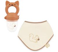 Kaloo – Coffret bavoir et grignoteuse Écureuil – Silicone souple sans BPA dès 6 mois, 2 pièces