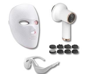 Coffret Beauté & Silhouette Pro - Masque LED Visage, Masque Oculaire Anti-Fatigue & Masseur Anti-Cellulite