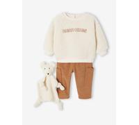 VERTBAUDET Coffret bébé Sweat-Shirt + Pantalon + Doudou Caramel 18M(81CM)