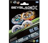 Coffret beyblade 2 toupies : calibur samurai 6-70m bx et obsidian shell 3-85s - type equilibre et défense + 1 carte tigre