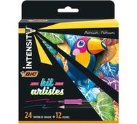 Coffret - BIC - 24 crayons de couleur - 12 feutres - Kit pour artistes
