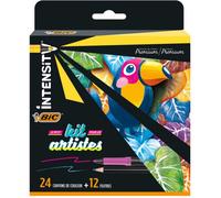 Coffret - Bic - 24 Crayons De Couleur - 12 Feutres - Kit Pour Artistes