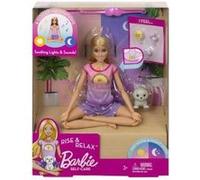 Coffret Bien-etre Barbie Meditation - Poupee lumiere et sons (anglais), Figurine chiot - Relax, Yoga, Detente -