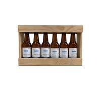 Coffret biere BRASSERIE GASCONHA + Caisse bois - Coffret degustation biere avec etiquette bouteille personnalisable pour prénom, logo, message… [ Coffret de biere a offrir ] (Blanche, 6x33 CL)