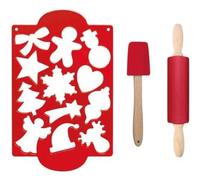 SCRAP COOKING - Coffret Ustensiles Biscuits de Noël pour Enfants - Avec Spatule, Rouleau & 1 Découpoir 12 Formes - Coffret Cadeau Moule & Emporte-Pièce - Bois Silicone Pâtisserie - 1142
