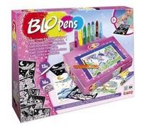 Coffret blopens centre d activites feeriques - dessin effet aerographe - atelier studio creatif - set jeu fille 5 ans et carte