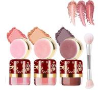 Coffret Blush « Lazy » 3 Pièces : Un éclat sans effort en quelques secondes - Rapide, naturel, doux et léger (Blush en poudre libre avec houppette) (3 pièce)