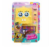 Polly Pocket Mini coffret Bob l’Éponge avec poupées Bob l’Éponge et Patrick, 7 accessoires, dont Gary, JKC84