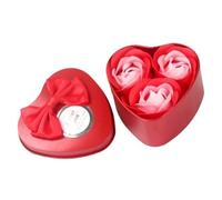 Coffret boîte coeur avec 3 savons roses rouges idée cadeau