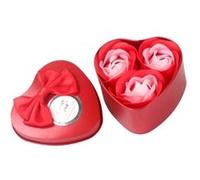Coffret boîte coeur avec 3 savons roses rouges idée cadeau