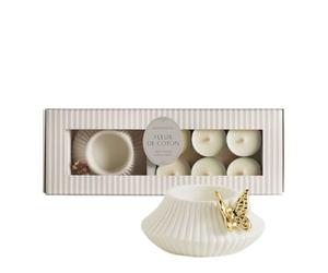 Coffret bougeoir Papillon et 6 bougies parfumées - Fleur de Coton