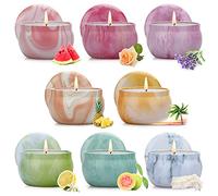 Coffret Bougies Parfumées Cadeau pour Femme Lot de 8 Bougies Longue Durée Cadeaux pour Noël,La Saint-Valentin,D'anniversaire,Fête des Mères
