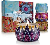 Coffret Bougies Parfumées Lot de 4 * 120g Bougies Cadeaux Femmes, Longue Durée pour Le Yoga et Bain Parfumé à la Maison - Bougies de Soja 100% Naturelles, Noël Cadeau pour Anniversaire Fête des mères