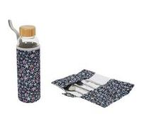 Coffret Bouteille en Verre 50 cl et Pochette 3 Couverts + Paille Inox - KITTIE - ALTOBUY Noir G