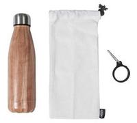 Coffret Bouteille Isotherme 50cl Effet Bois + Pochon + Mousqueton - MARINA - ALTOBUY Marron G