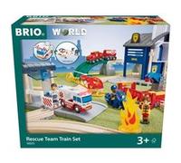 Brio Coffret circuit de train 36025 Rescue Team - 44 pièces en bois, policiers et pompiers