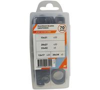 Coffret brochable de 70 joints caoutchouc pour raccord : 20x(3/8 - 1/2' - 3/4' (20x27)) + 5x1' + 5x1'1/4 - BJC70