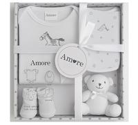 Coffret cadeau 4 pièces de luxe pour nouveau-né (0-3 mois), cadeau de fête prénatale et cadeau de naissance, cadeau unisexe pour bébé, cadeau de révélation du sexe