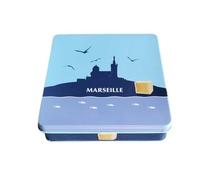 Coffret cadeau 4 savons Le Sérail et boîte en métal "Bonne mère"- parfums Lait d'ânesse, aloé vera, huile d'argan, beurre de karité- fabrication traditionnelle à Marseille