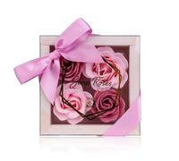 Coffret cadeau 4x4g Bain roses | Confettis de bain | Roses de savon en emballage cadeau avec ruban | Parfum de rose [Rose]