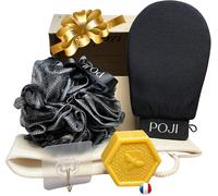 Coffret Cadeau 5 Pcs Bien-Être Bain Beauté Soin - Gant Exfoliant Corps Kessa Gommage, Sangle De Dos, Fleur De Douche Xxl, Ssolide Naturel - Idée Original Anniversaire Femme Homme