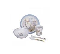 Petit Jour Paris - Coffret Repas Ernest & Célestine Bleu 5 Pièces - Vaisselle Bébé et Enfant avec Assiette, Bol, Gobelet et Set de Couverts - Sans BPA - dès 6 Mois - Cadeau Naissance