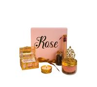 Coffret cadeau 6 pièces avec rose, boule de bain faite à la main, sel de bain de l'Himalaya, thé et praline, cosmétique naturel, relaxation et soin