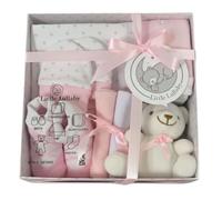 Coffret cadeau 7 pièces de luxe pour nouveau-né (0-3 mois), essentiels pour nouveau-né et cadeau pour nouveau-né, disponible en bleu, rose et blanc (rose)