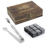 Coffret Cadeau 9 PC Whisky Stones - Coffret Cadeau de Luxe en Bois - Cadeaux pour Hommes - Bourbon Scotch - Cadeau d'anniversaire de Noël - par TRIXES