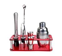 Coffret Cadeau 9 pièces pour Barman avec Shaker à Cocktail et Support, Ensemble de Bar à Domicile avec Shaker à Martini, Pilon et doseur
