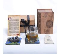 Coffret cadeau à whisky pour homme - Coffret cadeau à whisky avec grand verre à whisky à l'ancienne - 8 pierres à whisky - Coffret cadeau parfait de pierres à whisky - Parfait pour un 50e