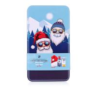 Coffret cadeau Accentra pour homme COLLECTION HOMME ÉDITION HIVER dans une boîte en métal, comprenant shampoing et gel douche, baume après-rasage, bonnet de Père Noël, cadeau de Noël