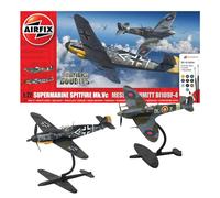 AIRFIX Coffret cadeau x 2 kits - Maquette d'avion - A50194 Supermarine Spitfire Mk,Vc et Bf109F-4 Combat aérien, kit de construction double, échelle 1:72, pour adultes et enfants