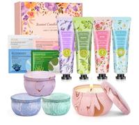 Coffret Cadeau Anniversaire Femme 丨 Noël, Saint-Valentin, Fête des Mères,丨4 Creme Main & 4 Bougie Parfumées &4 Patch Yeux 丨Coffret Femme Pour Maman, épouse, Grand-mère, Tante
