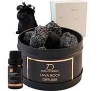 Coffret Cadeau Aromathérapie Parfum Cannelle Orange | Diffuseur Pierre Lave sans Fil 25 Pierres Naturelles Huiles Essentielles Maison