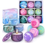 Coffret Cadeau Au Boules De Bain, 5 Bombe De Bain & 4 Bougie Parfumée Aux Huiles Essentielles Naturelles, Hydrate La Peau Sèche, Idées De Cadeau Pour Amies, Femme, Mère Pour Le Bain Et Spa