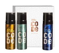 Coffret cadeau avec code or, acier et titane parfum corps (120 ml chacun)