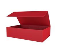 Coffret cadeau avec couvercle, boîte rectangulaire pliable à fermeture magnétique, de demande en mariage for garçon d'honneur(Red,26.5X18X7.5CM_1PCS)