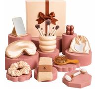 Coffret cadeau beauté femme-Coffret bien-être avec Gua sha, bougie parfumée, brosse, masque de nuit, pinceaux à maquillage- idée cadeaux original pour anniversaire, Noël, Détente- Maison NRV