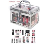Coffret cadeau beauté - Maquillage 42 pièces - Ombres à paupières - Rouges à lèvres - Boîte transparente