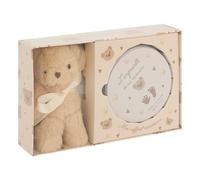 Coffret Cadeau Bébé avec Kit d'Empreinte et Ours en Peluche - Boîte Souvenir Naissance - Blanc et Beige