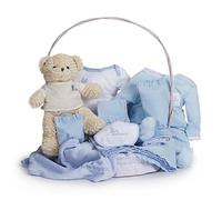 Coffret cadeau bébé Classique avec Ours Teddy - Bleu- panier cadeau nouveau-né- coffret cadeau naissance - coffret vêtement bébé - bouquet de layette - Taille 3/6 mois | BebeDeParis