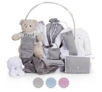 Coffret cadeau bébé Classique Pleine avec Ours - panier cadeau nouveau-né- coffret cadeau naissance - coffret vêtement bébé - bouquet de naissance - Taille 3/6 mois (Gris) | BebeDeParis